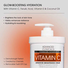 Advanced Clinicals, Vitamin C, Advanced Brightening Cream, 16 oz (454 g)