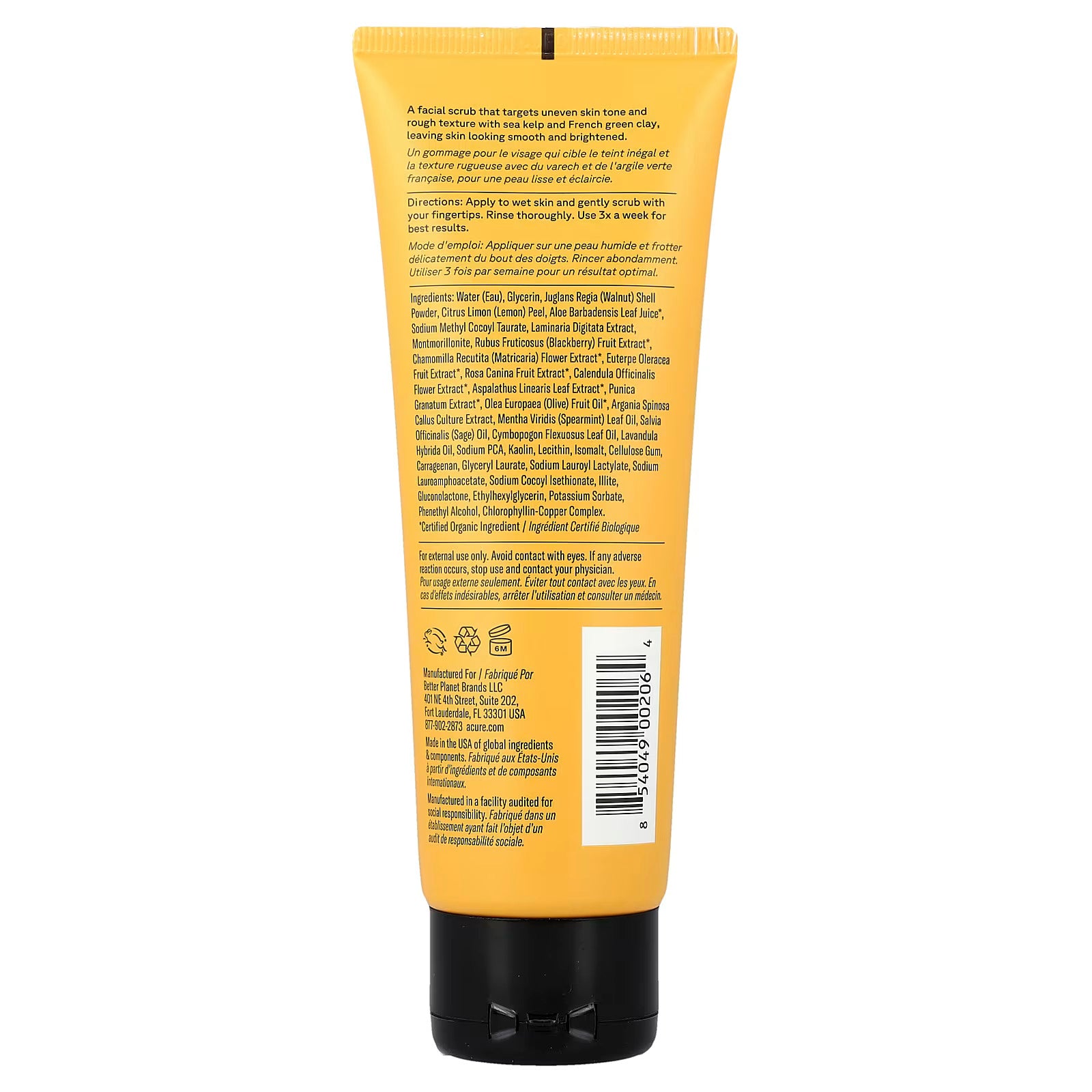 ACURE, Brightening Facial Scrub, 4 fl oz (118 ml)