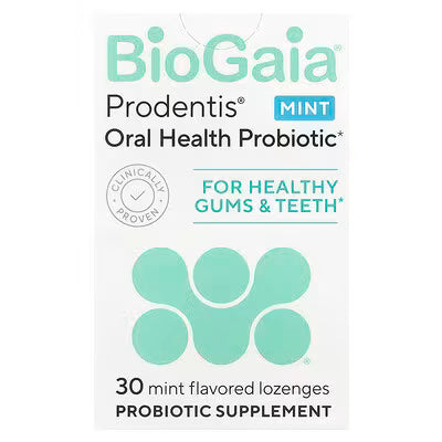 BioGaia, Prodentisยฎ Oral Health Probiotic, For Healthy Gums & Teeth, Mint, 30 Probiotic Lozenges