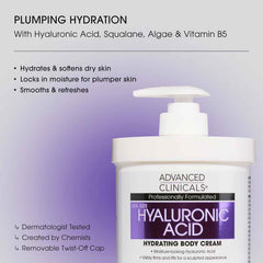 Advanced Clinicals, Hyaluronic Acid, Hydrating Body Cream, 16 oz (454 g)
