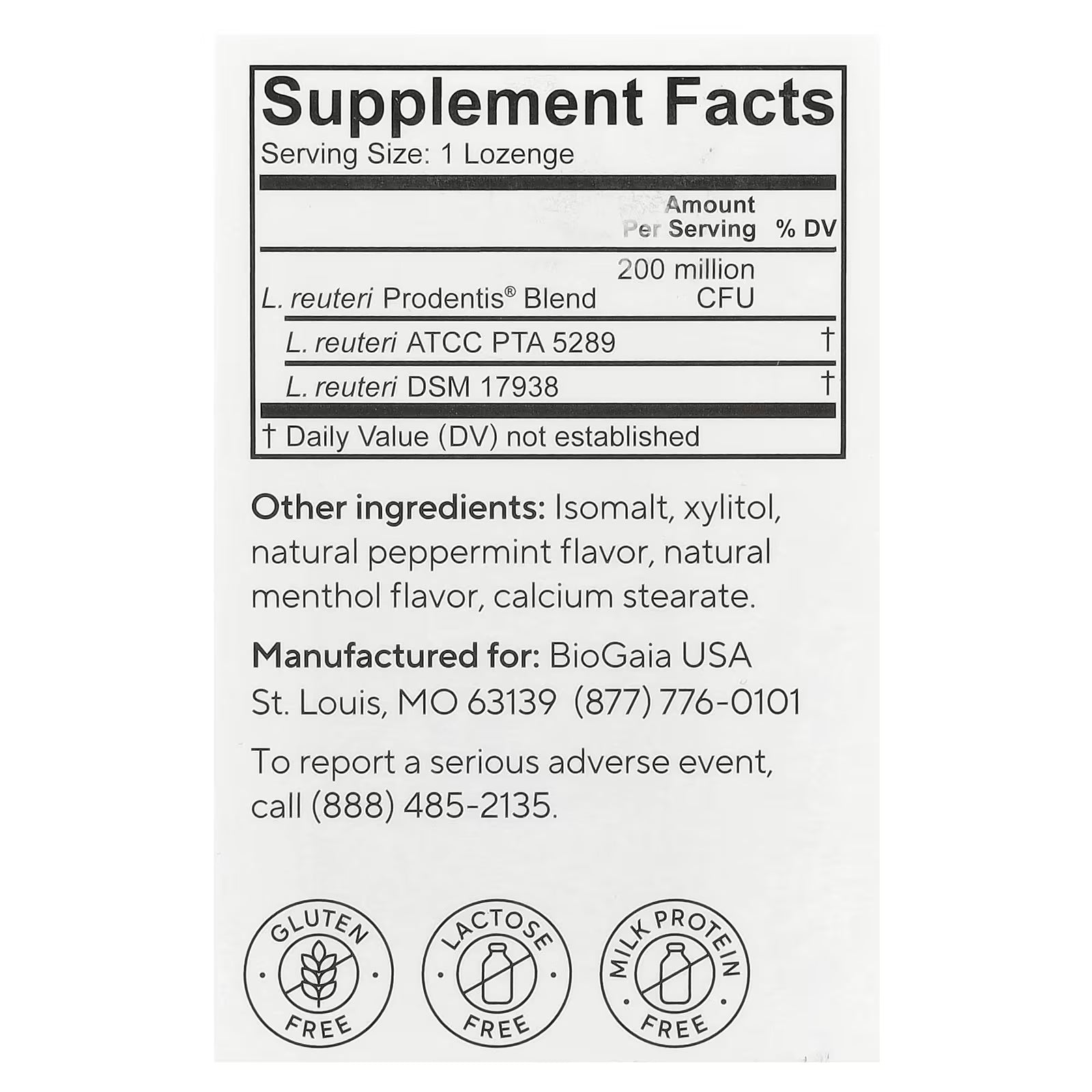 BioGaia, Prodentisยฎ Oral Health Probiotic, For Healthy Gums & Teeth, Mint, 30 Probiotic Lozenges