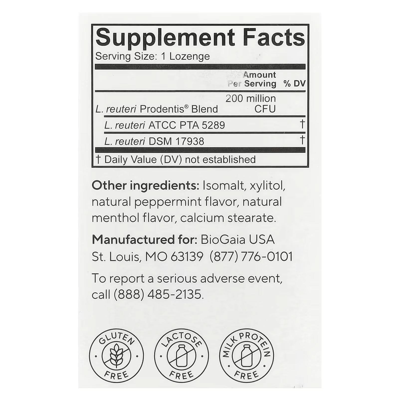 BioGaia, Prodentis® Oral Health Probiotic, For Healthy Gums & Teeth, Mint, 30 Probiotic Lozenges