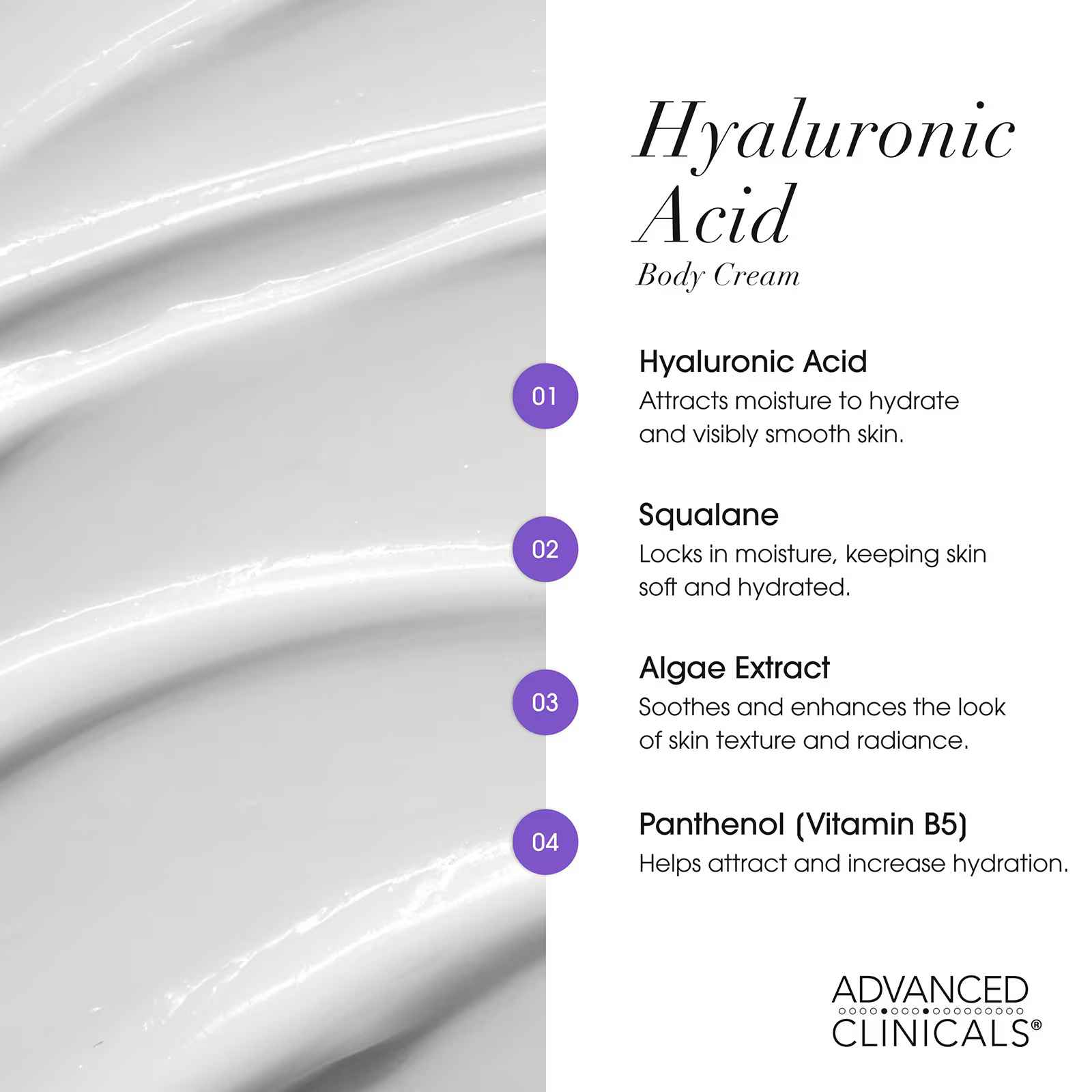 Advanced Clinicals, Hyaluronic Acid, Hydrating Body Cream, 16 oz (454 g)