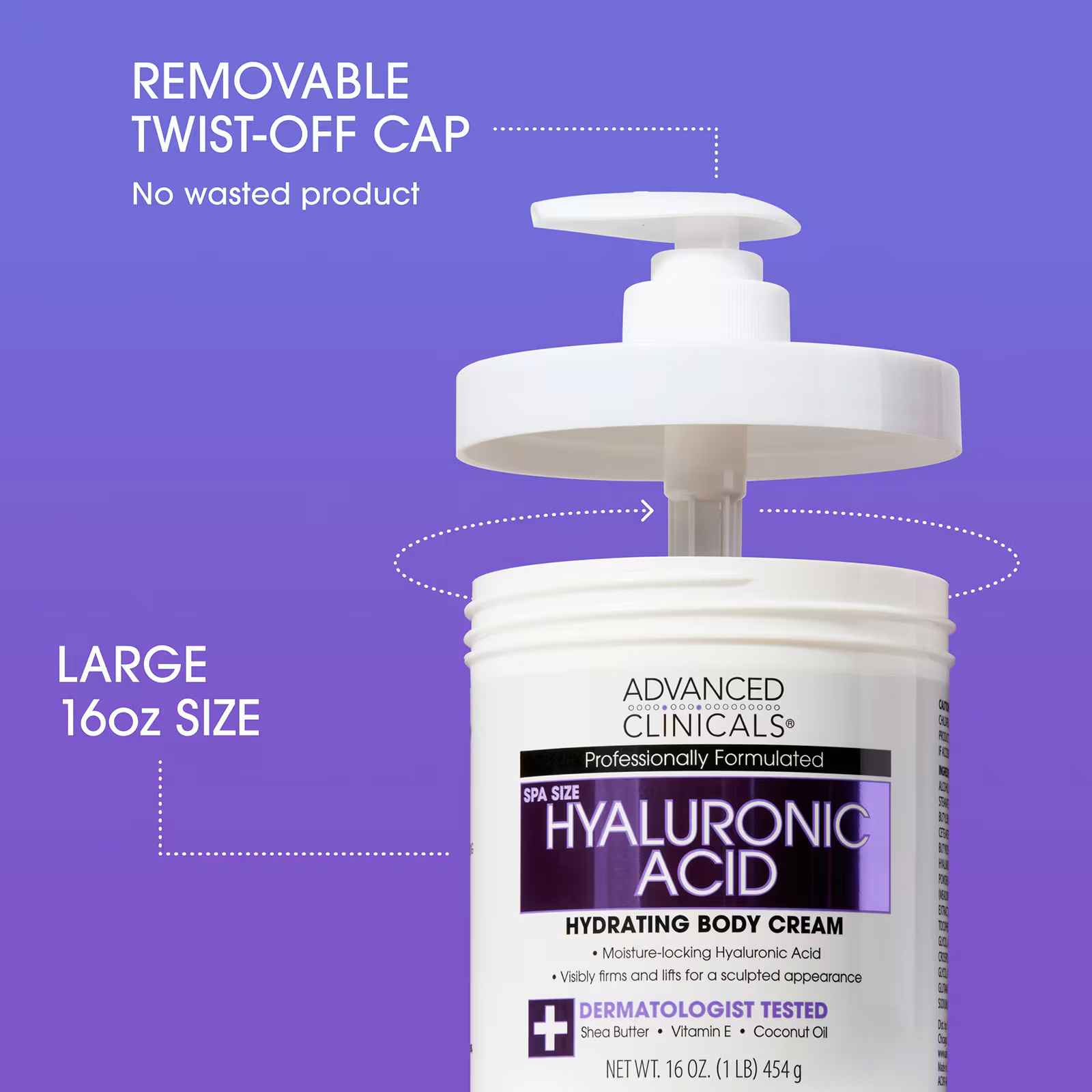 Advanced Clinicals, Hyaluronic Acid, Hydrating Body Cream, 16 oz (454 g)