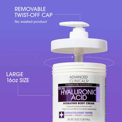 Advanced Clinicals, Hyaluronic Acid, Hydrating Body Cream, 16 oz (454 g)