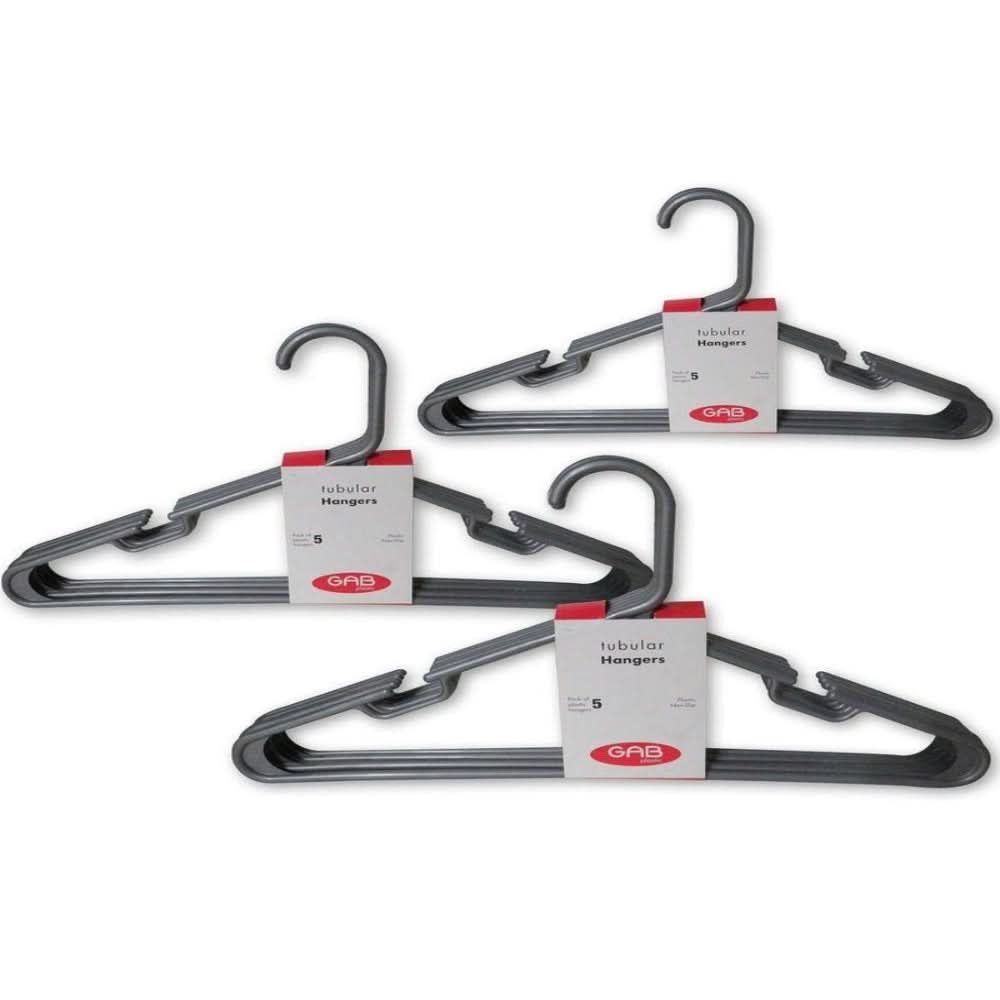 GAB Plastic, Plastic Hangers, Black, Pack of 15