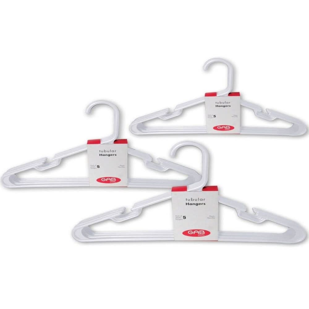 GAB Plastic, Plastic Hangers, Black, Pack of 15