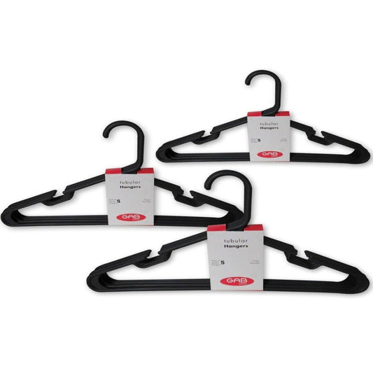 GAB Plastic, Plastic Hangers, Black, Pack of 15