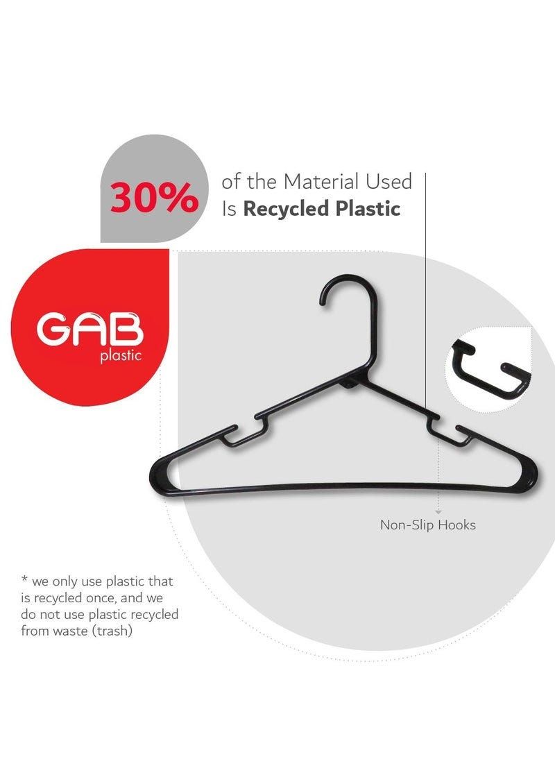GAB Plastic, Plastic Hangers, Black, Pack of 15