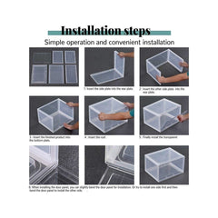 1CHASE Stackable Shoe Storage Box, Side Open Black 6Pcs Set