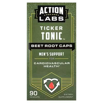 Action Labs, For Men, Ticker Tonicโข, Beet Root Caps, 90 VegCaps
