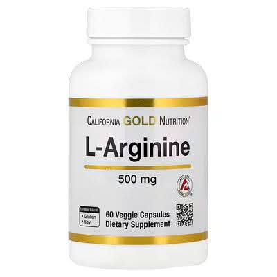 California Gold Nutrition, L-Arginine, 500 mg , 60 Veggie Capsules