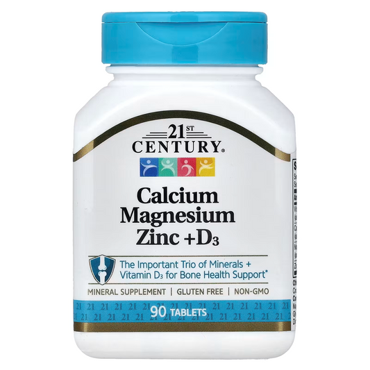 21st Century, Calcium Magnesium Zinc + D3, 90 Tablets