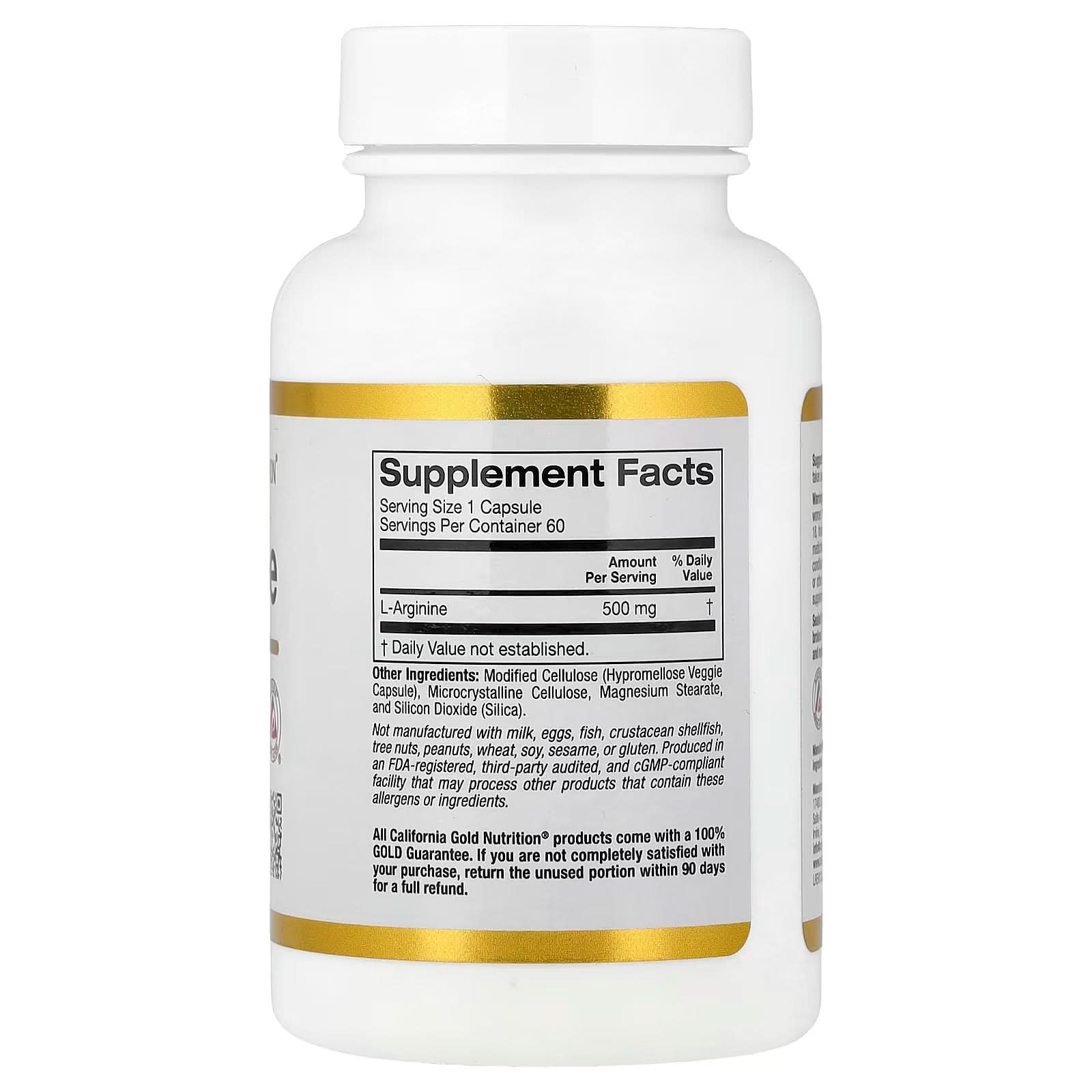 California Gold Nutrition, L-Arginine, 500 mg , 60 Veggie Capsules