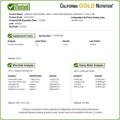 California Gold Nutrition, Sport, Pure Creatine Monohydrate, Unflavored, 2.2 lbs (1 kg)
