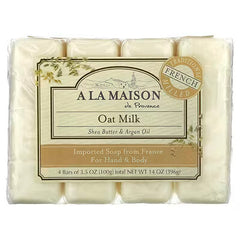 A La Maison de Provence, Hand & Body Bar Soap, Oat Milk, 4 Bars, 3.5 oz (100 g) Each