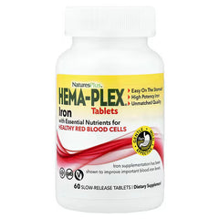 NaturesPlus, Hema-Plexยฎ, Iron with Essential Nutrients for Healthy Red Blood Cells, 60 Slow-Release Tablets