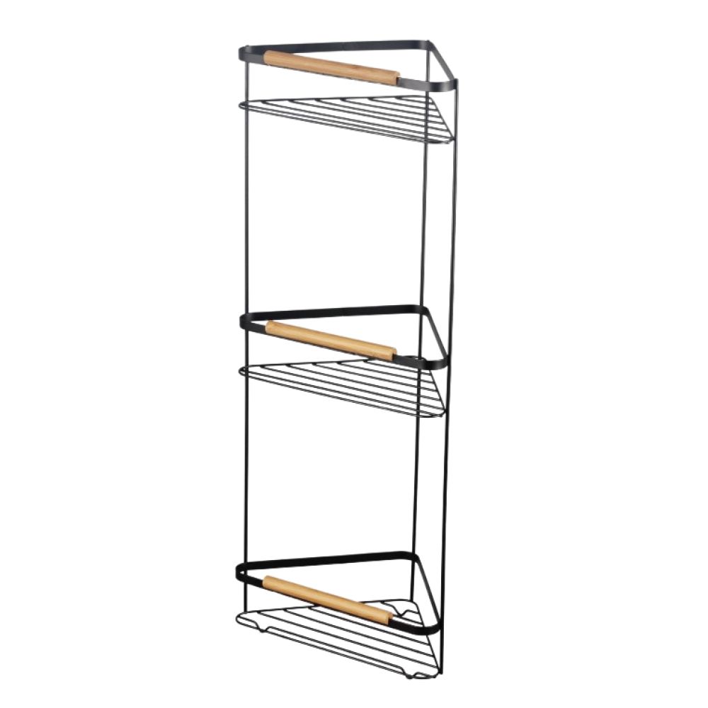 رف حمام زاوية ماغنوس بثلاثة أرفف، 33.8 × 19.5 × 67 سم، أسود