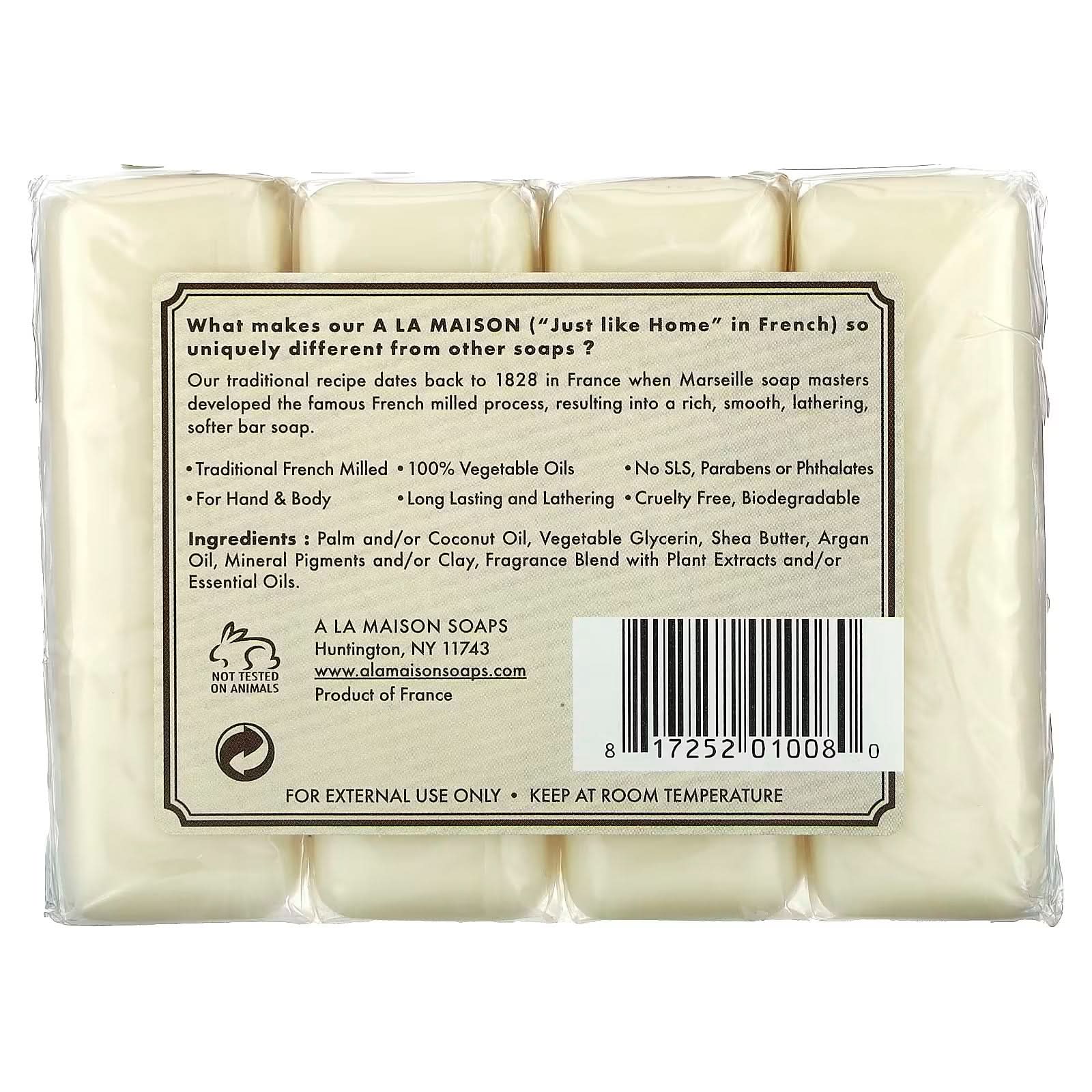 A La Maison de Provence, Hand & Body Bar Soap, Oat Milk, 4 Bars, 3.5 oz (100 g) Each