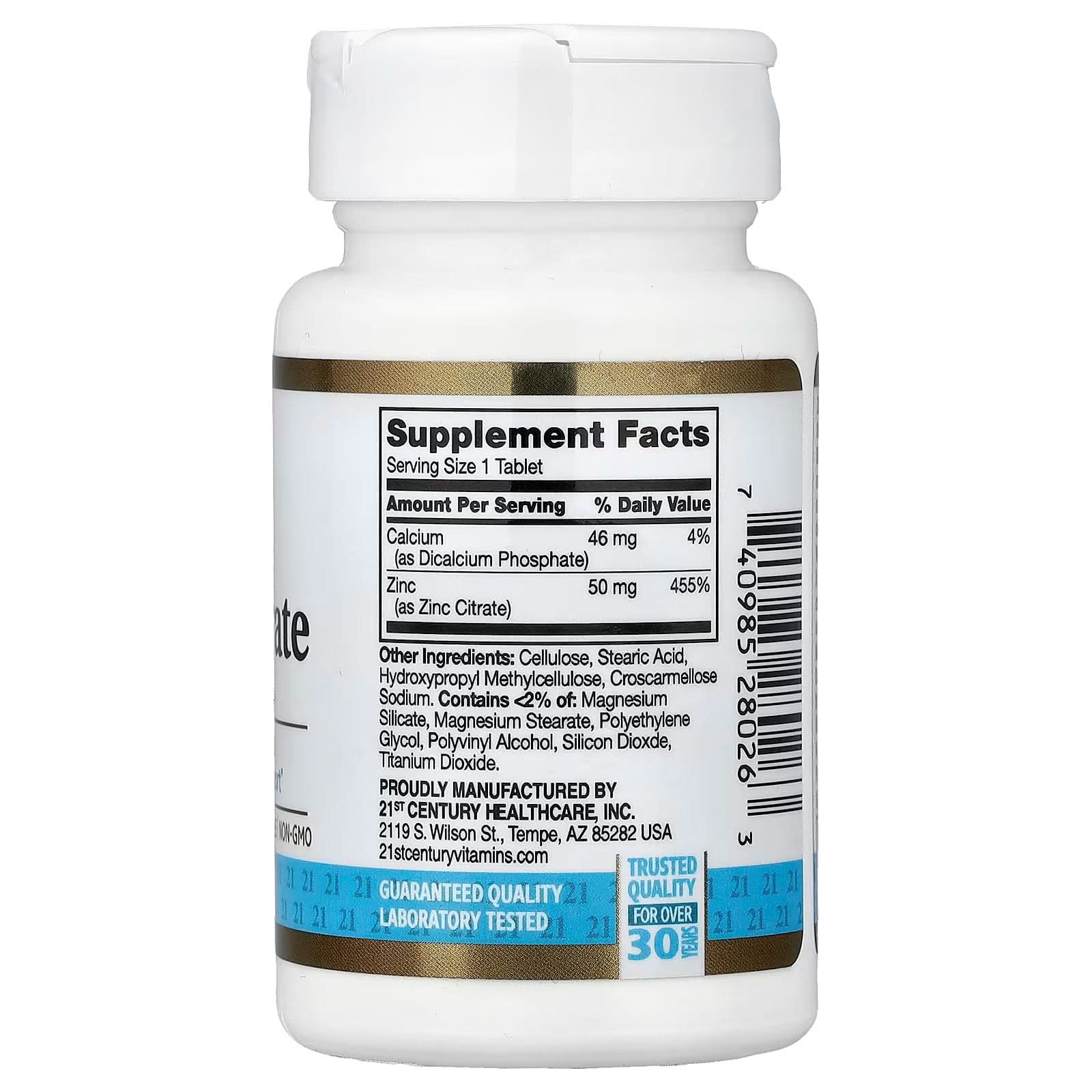 21st Century, Zinc Citrate, 50 mg, 60 Tablets