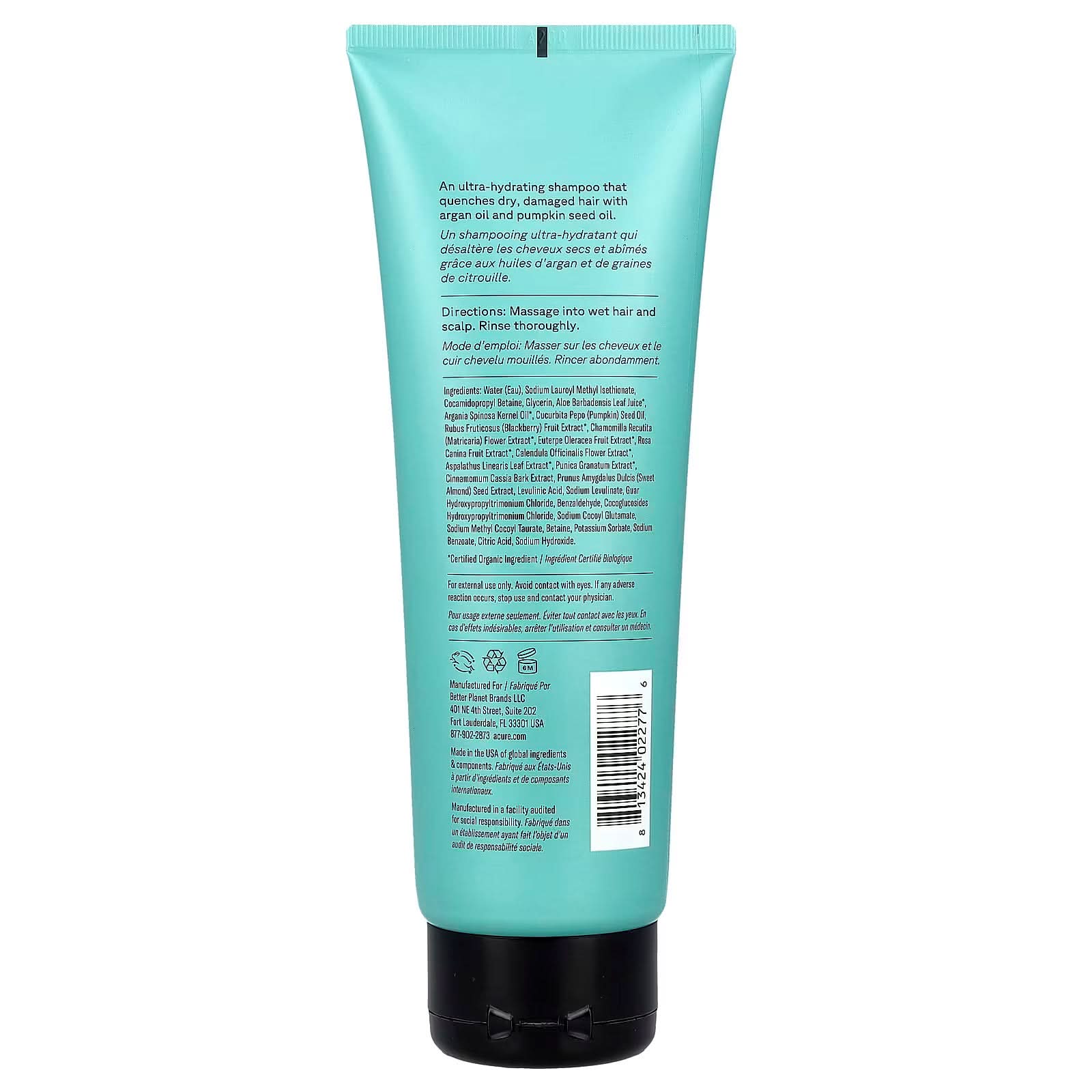 ACURE, Ultra Hydrating Shampoo, For Dehydrated Hair, Argan Oil & Pumpkin Seed Oil, 8 fl oz (236 ml)