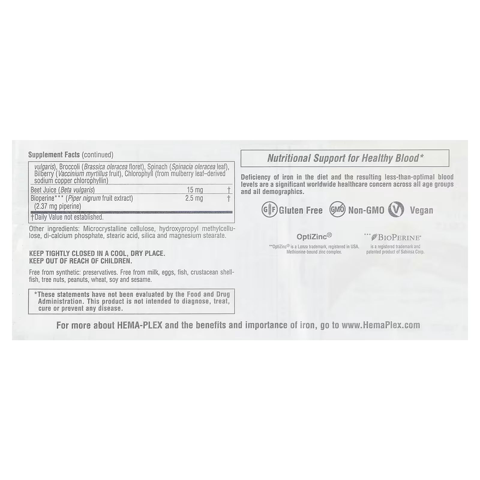 NaturesPlus, Hema-Plexยฎ, Iron with Essential Nutrients for Healthy Red Blood Cells, 60 Slow-Release Tablets