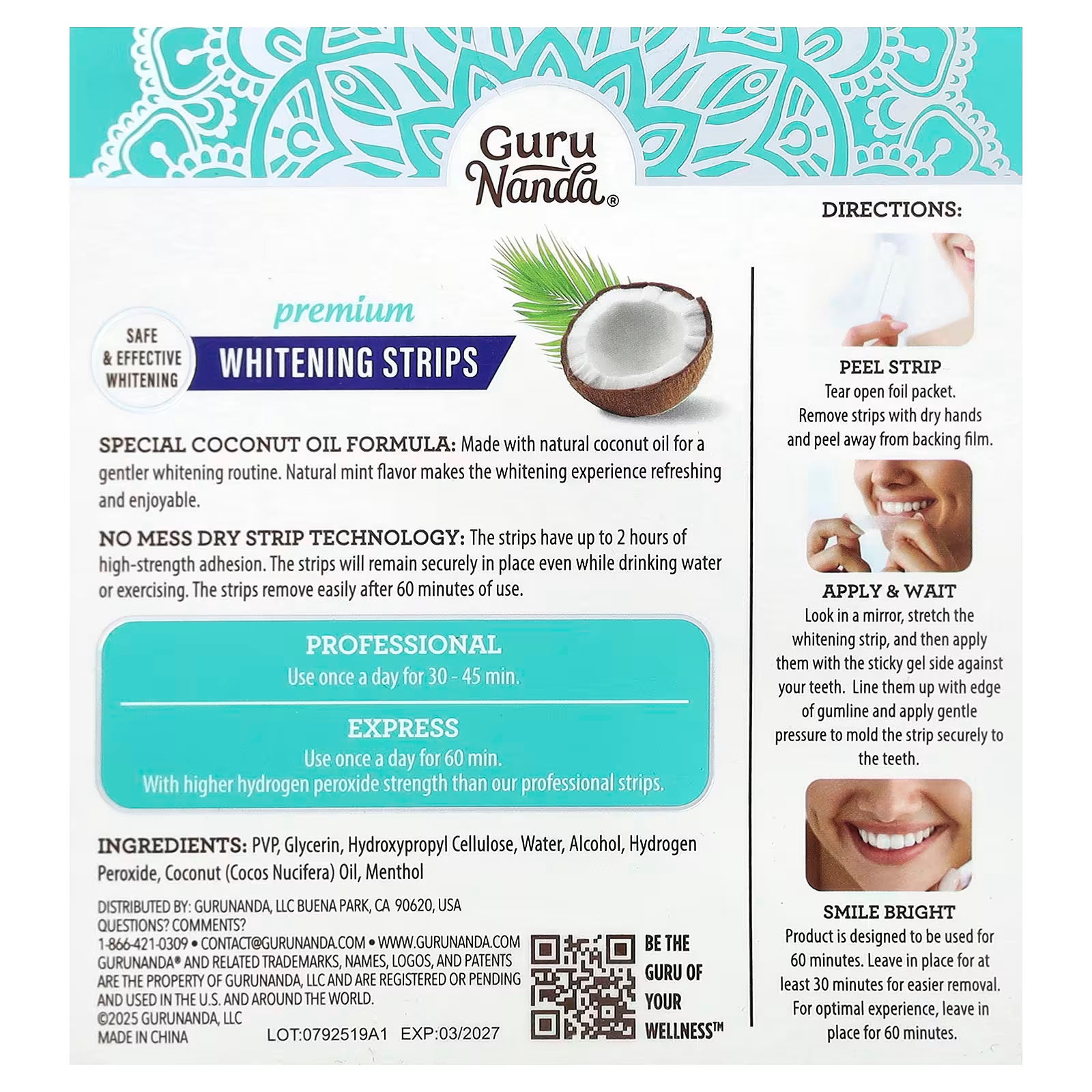 GuruNanda, Premium Whitening Strips, 14 Strips