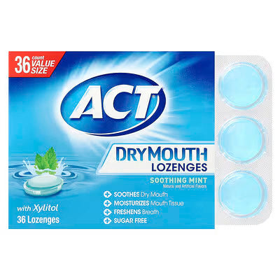 ACT, Dry Mouth Lozenges with Xylitol, Soothing Mint, 36 Lozenges