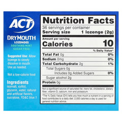 ACT, Dry Mouth Lozenges with Xylitol, Soothing Mint, 36 Lozenges