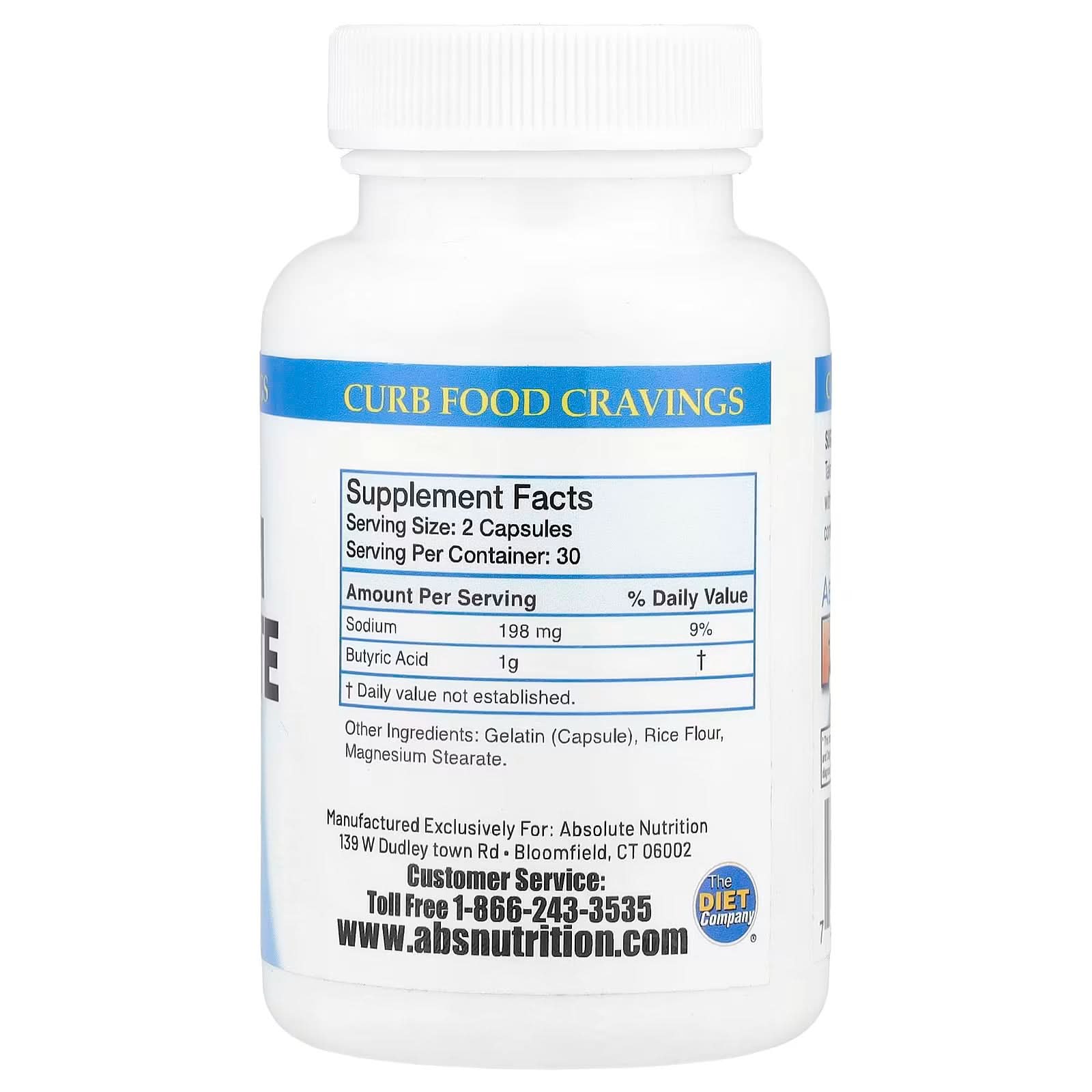 Absolute Nutrition, Sodium Butyrate, 60 Capsules