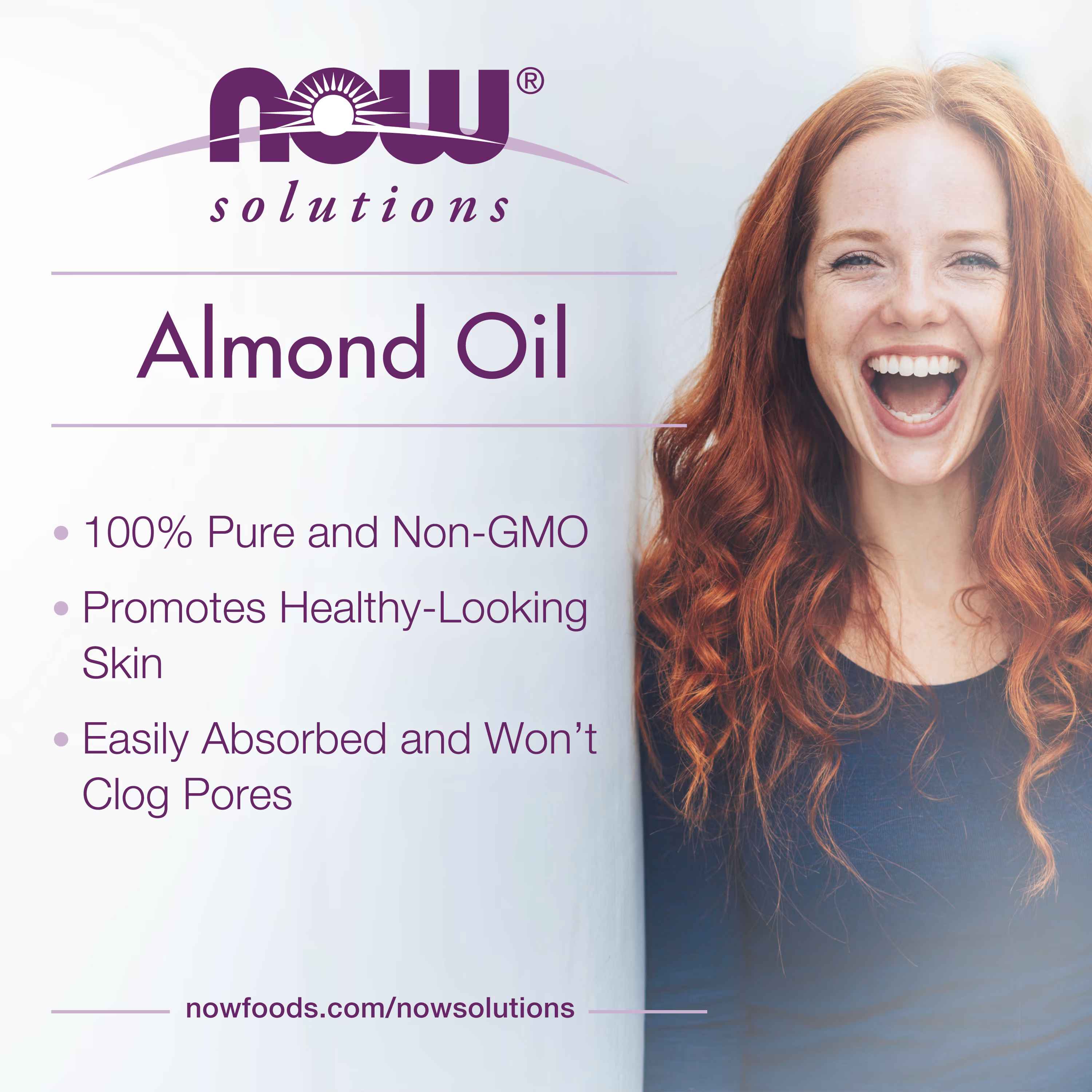 NOW Foods, Solutions, Sweet Almond Oil, Pure Moisturizing Oil, Unscented, 16 fl oz (473 ml)