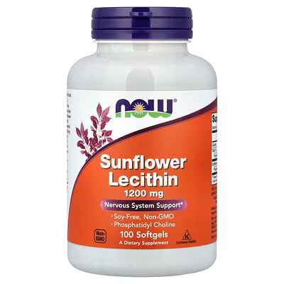 NOW Foods, Sunflower Lecithin, 1,200 mg, 100 Softgels