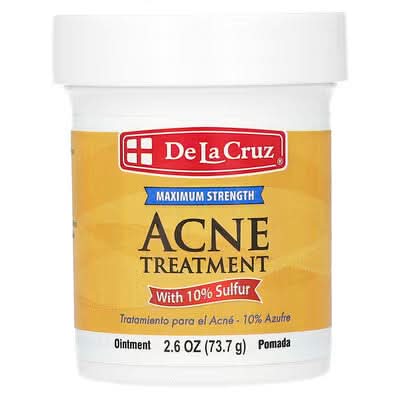 De La Cruz, Acne Treatment Ointment with 10% Sulfur, Maximum Strength, 2.6 oz (73.7 g)