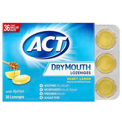 ACT, Dry Mouth Lozenges with Xylitol, Honey-Lemon, 36 Lozenges
