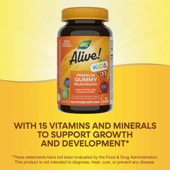 Nature's Way, Alive! Kids, Premium Gummy Multivitamin, Cherry, Grape & Orange, 90 Gummies
