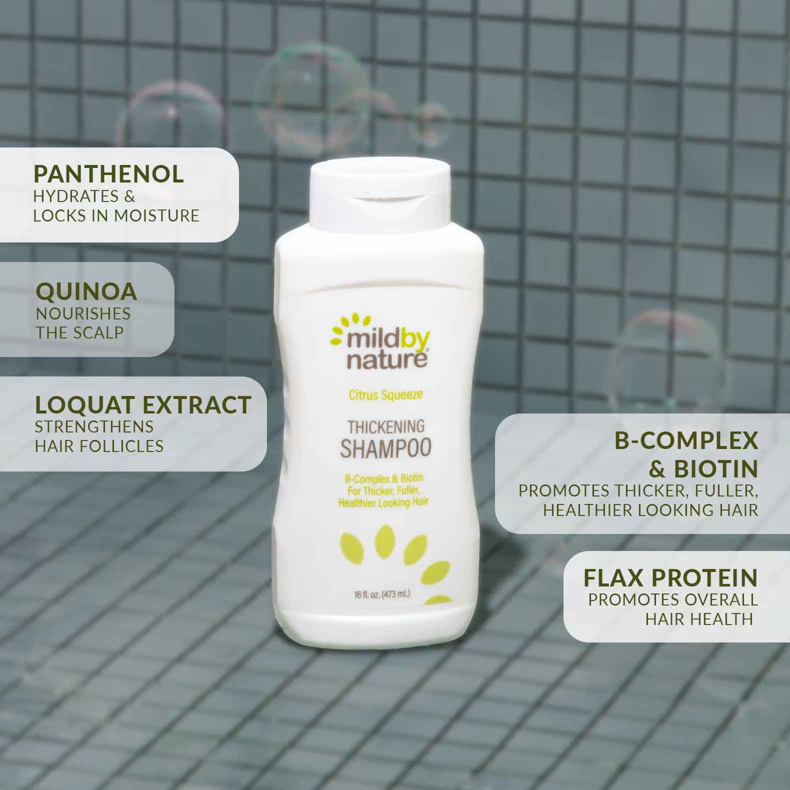 Mild By Nature, Thickening Shampoo, B-Complex + Biotin, Citrus Squeeze, 16 fl oz (473 ml)