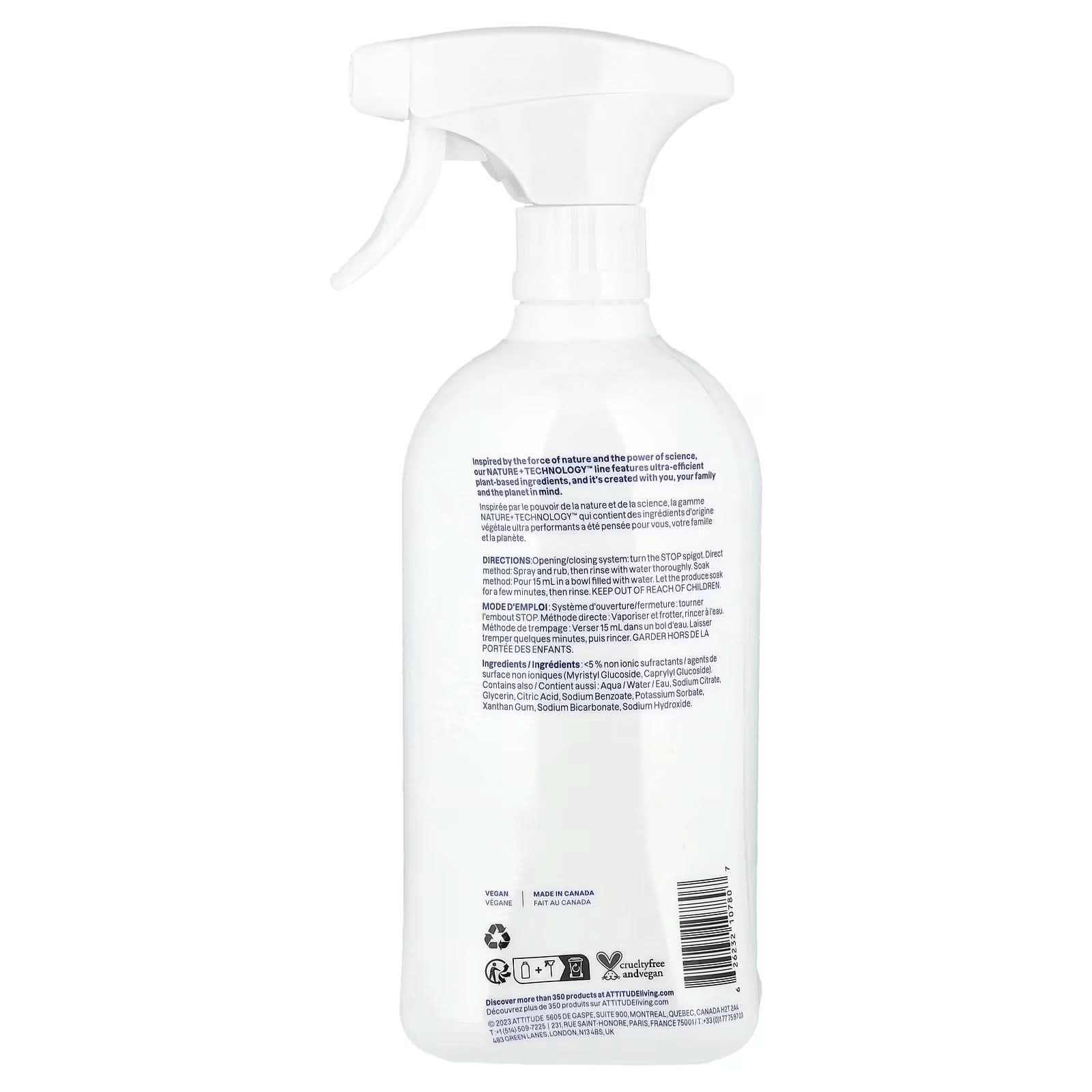 ATTITUDE, Nature + Technology™, Fruit & Vegetables Wash, Unscented, 27.1 fl oz (800 ml)