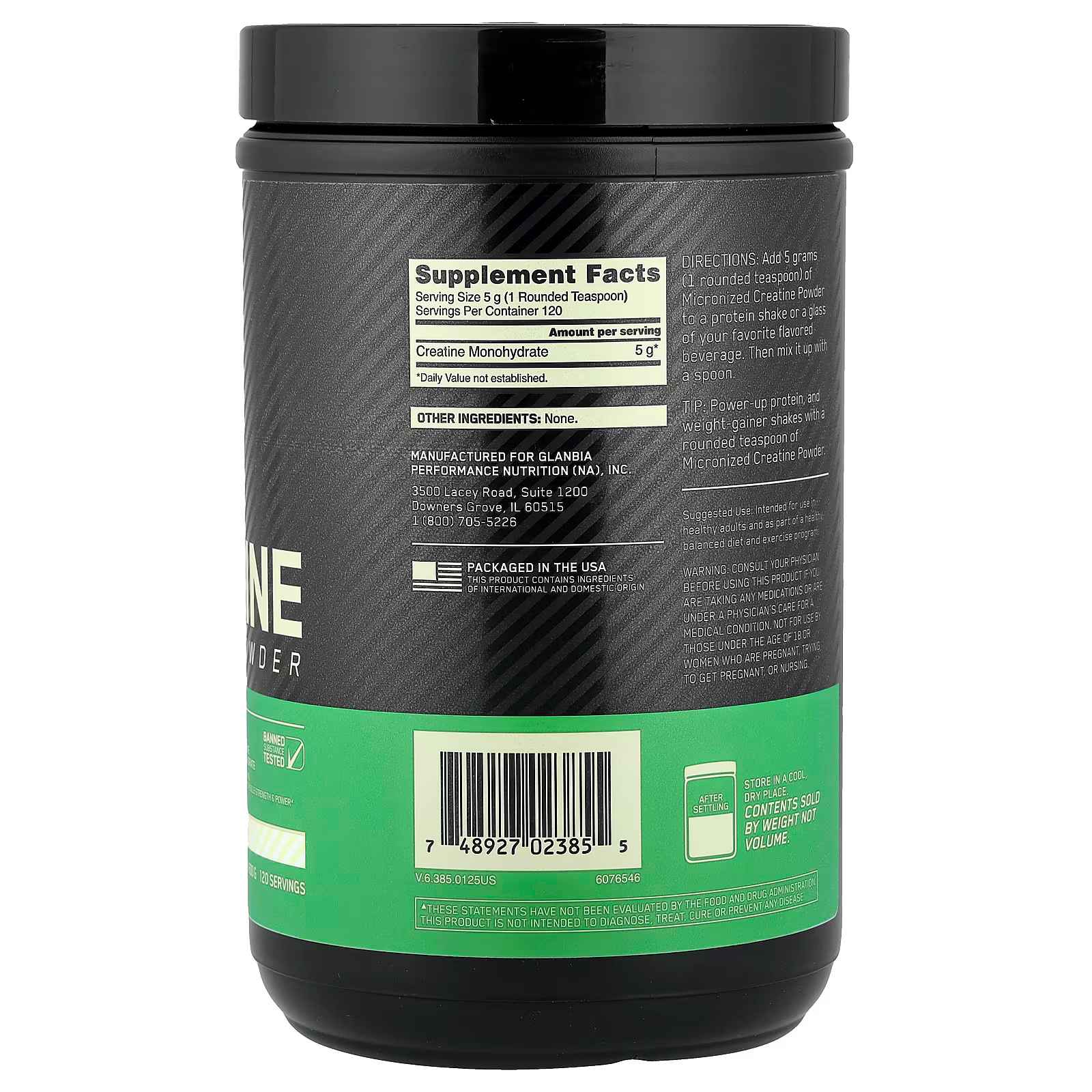 Optimum Nutrition, Micronized Creatine Powder, Unflavored, 1.32 lb (600 g)