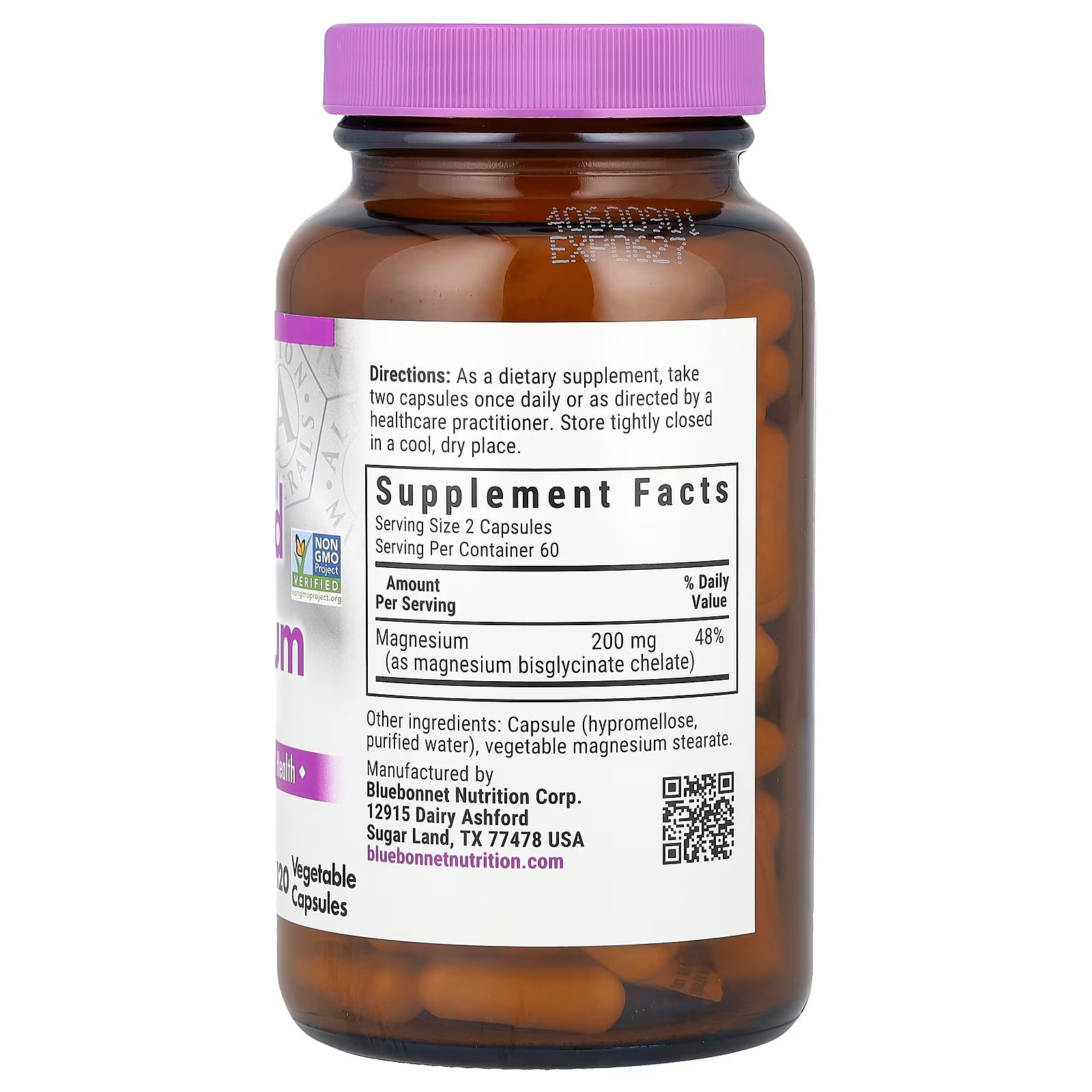 Bluebonnet Nutrition, Chelated Magnesium, 120 Vegetable Capsules (100 mg per Capsule)