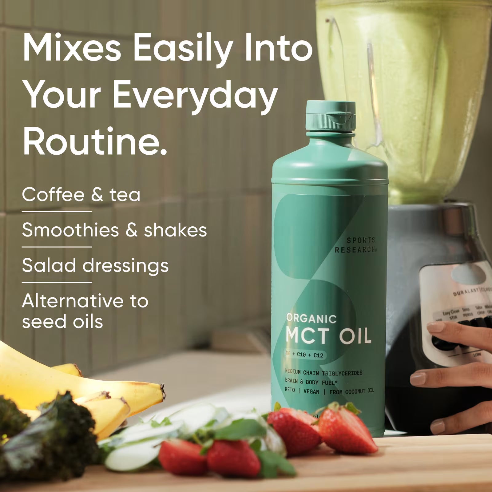 Sports Research, Organic MCT Oil, Keto C8, 16 fl oz (473 ml)
