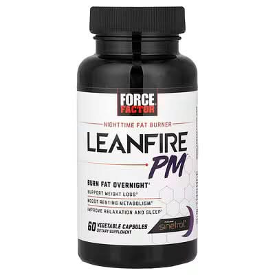 Force Factor, LeanFire PM™, Nighttime Fat Burner, 60 Vegetable Capsules