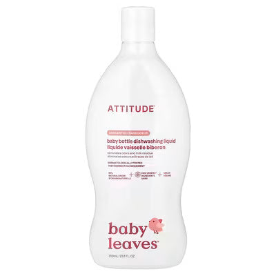 ATTITUDE, Baby Leavesยฎ, Baby Bottle Dishwashing Liquid, Unscented, 23.7 fl oz (700 ml)
