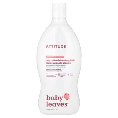 ATTITUDE, Baby Leaves®, Baby Bottle Dishwashing Liquid, Unscented, 23.7 fl oz (700 ml)