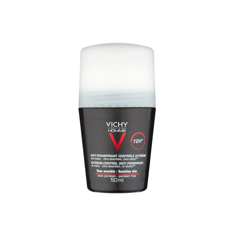 VICHY Homme Men's Deodorant Extreme-Control Anti-Perspirant Roll-On Sensitive Skin 50ml