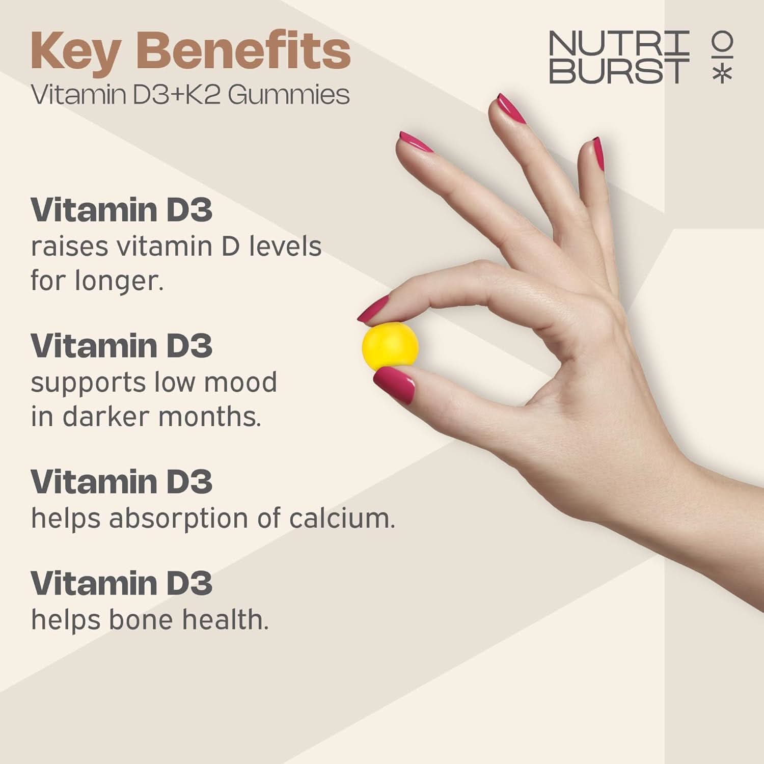 Nutriburst Vitamin D3 + K2 60 Gummies