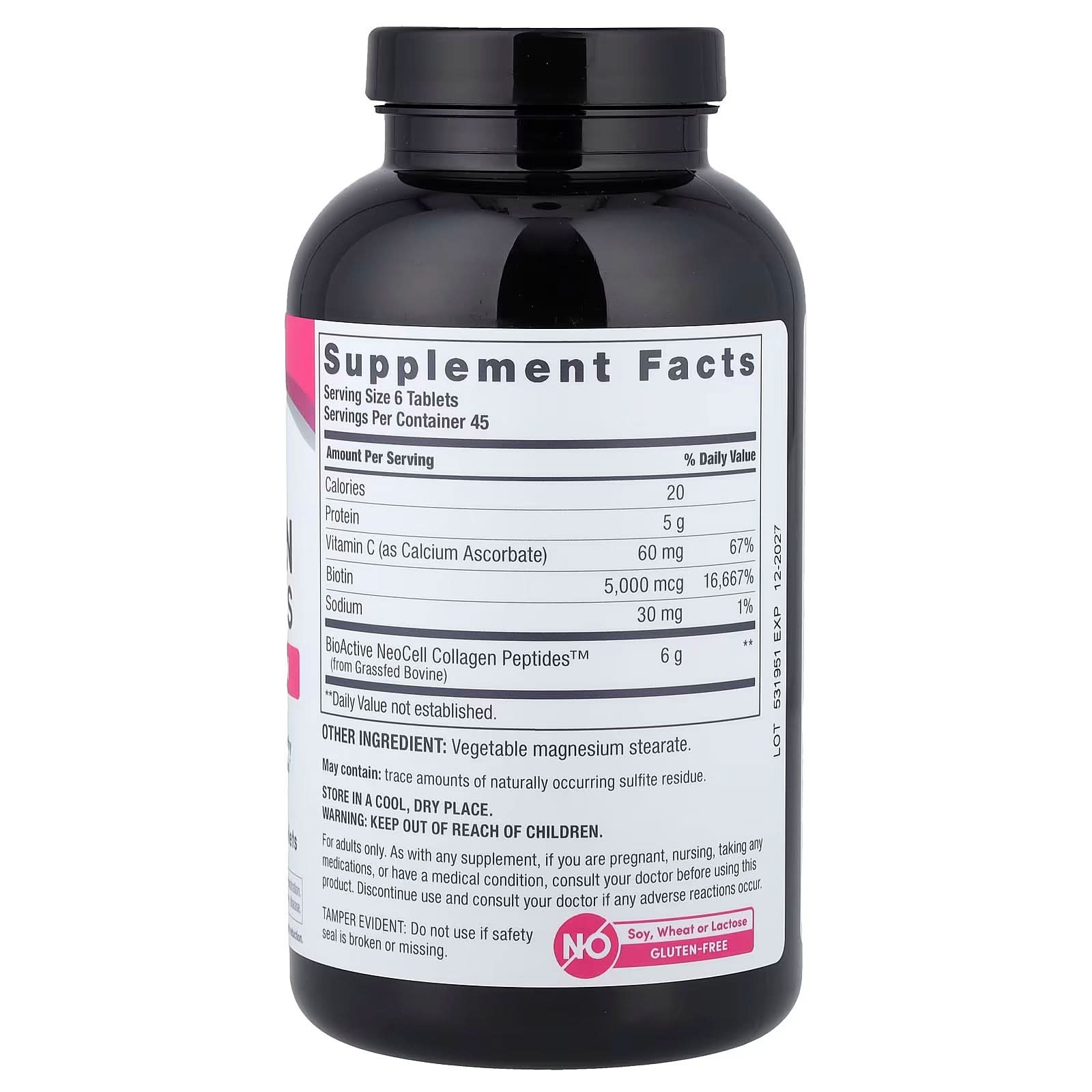 NeoCell, Grassfed Collagen Peptides + Vitamin C & Biotin, 270 Tablets