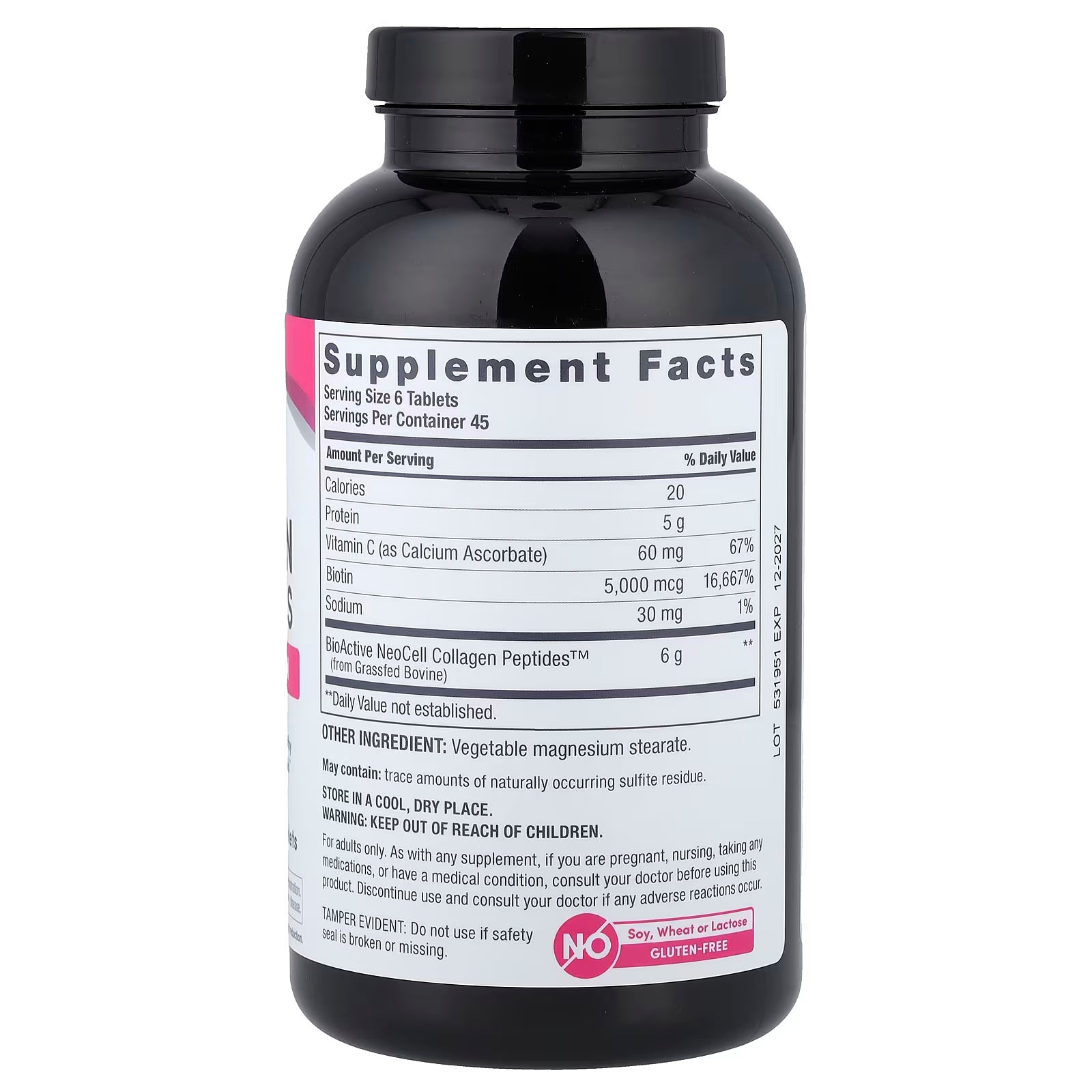 NeoCell, Grassfed Collagen Peptides + Vitamin C & Biotin, 270 Tablets