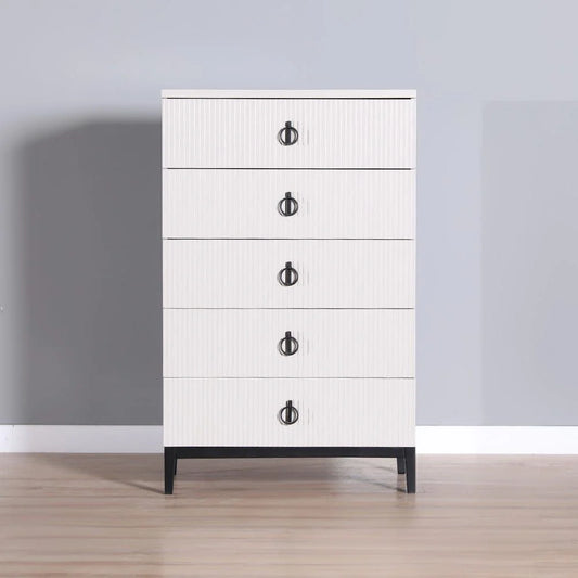 Defne Chest of 5 Drawers - Cream/Black