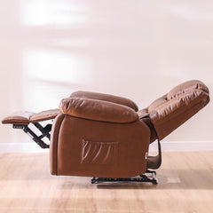 كرسي استرخاء مينا فردي يدوي هوائي من الجلد مع حامل أكواب وجيوب