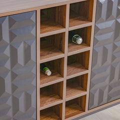 Dello Sideboard with 3-Door Storage and Bottle Rack - Walnut/Black